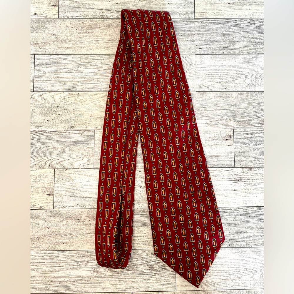 Divinity Christian‎ Cross Designer Tie Men's Silk Necktie Luke 9:23 Maroon 2005